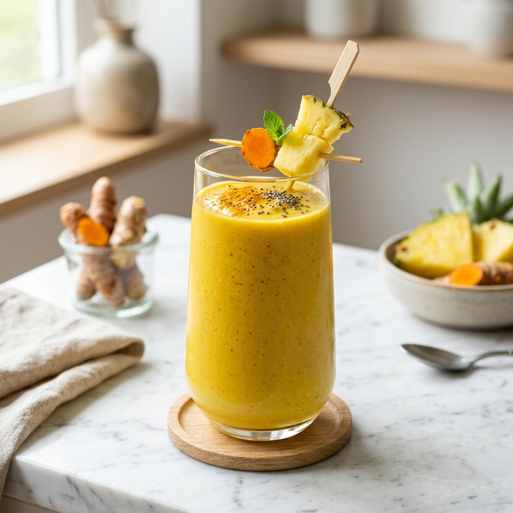 Golden Turmeric Pineapple Immunity Shot - traditionellt Sverige Smoothies & Drycker recept, perfekt till vardagsmiddag